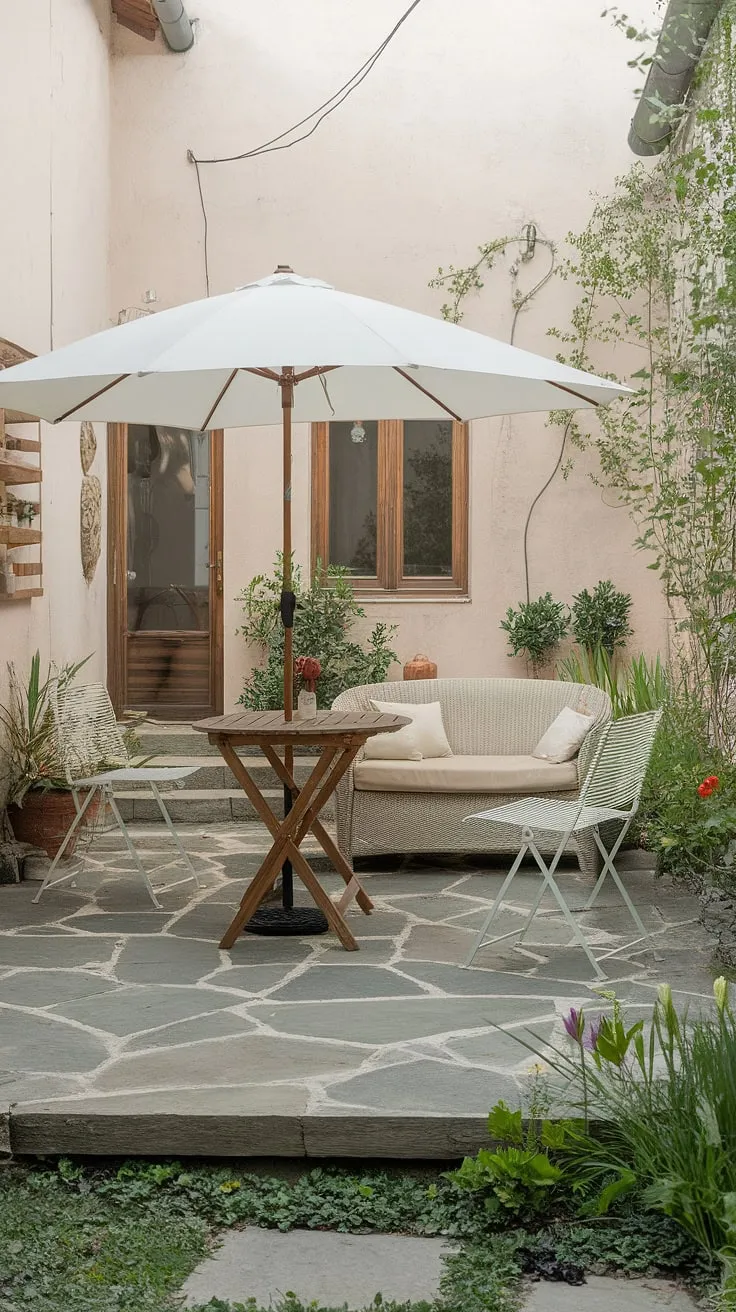 Escape the city bustle in this serene small rooftop pool oasis.  The perfect blend of luxury and relaxation, this plunge pool patio offers the ultimate outdoor living space, complete with a hot tub for the ideal pool deck with hot tub setup.  Hot tub ideas abound, but this small backyard oasis takes the cake.