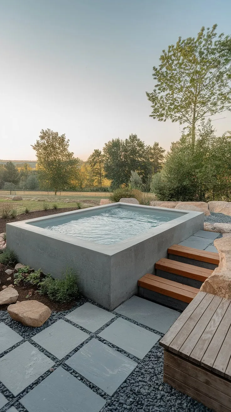 Escape the everyday in this cozy backyard oasis.  This small pool backyard showcases clever small backyard pool landscaping, proving that a luxurious plunge pool and lush small garden with pool are achievable even in limited space.  Explore small backyard pool designs and backyard landscaping with pool ideas for your own budget-friendly retreat.  This small modern pool is a testament to maximizing space with smart small backyard with pool ideas and plunge pool ideas small spaces.