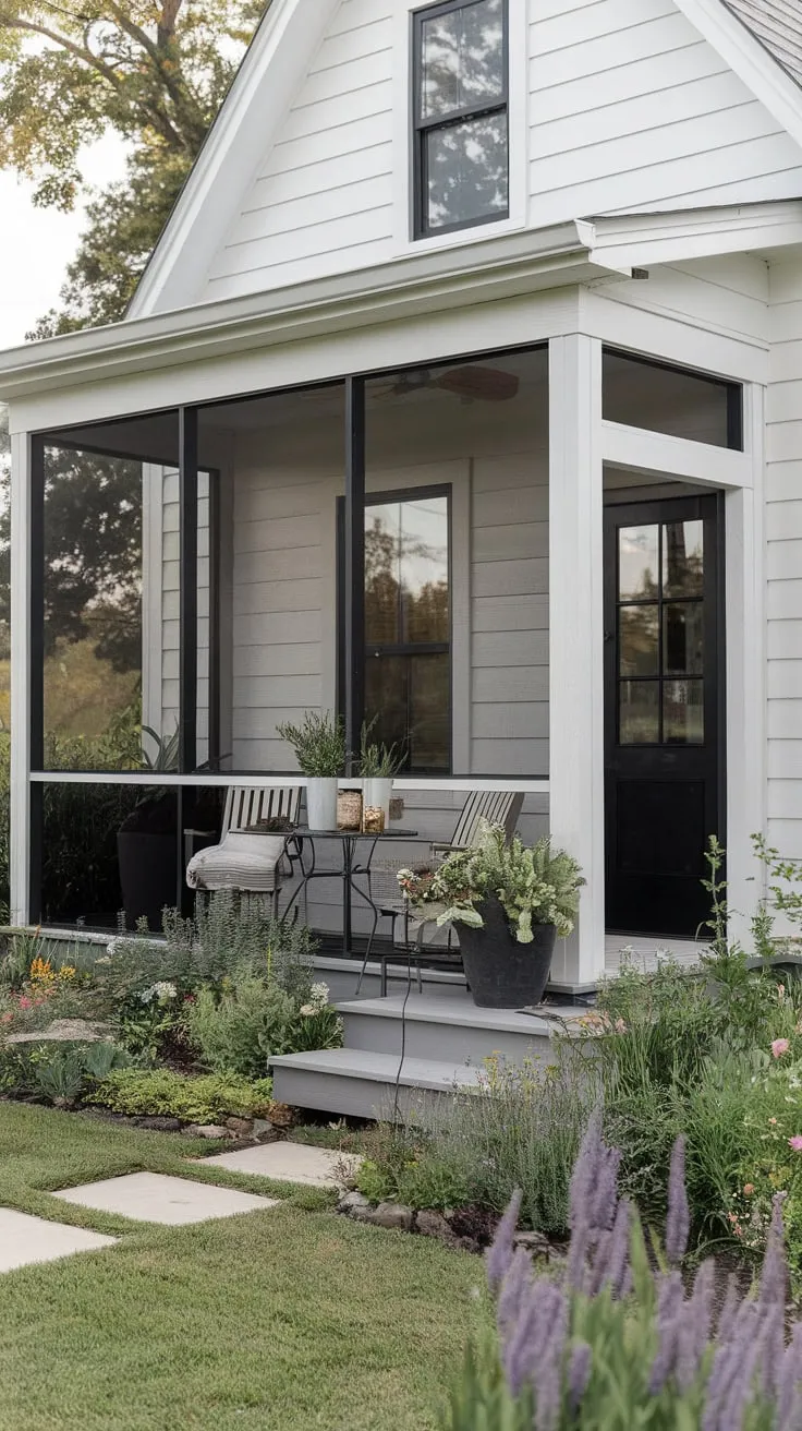 Cozy Screened-In Porch Surrounded by Lush Gardens
