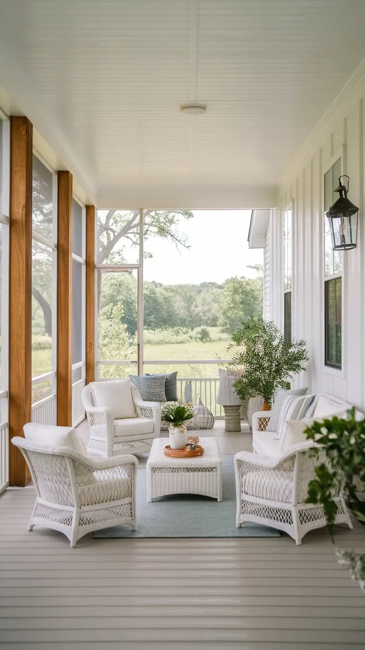 Modern Farmhouse with Cozy Wicker Retreat