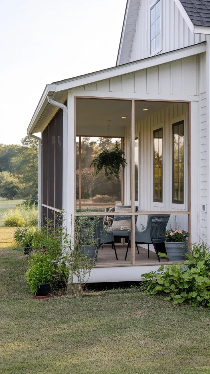 Charming Small Porch Oasis in a Modern Farmhouse