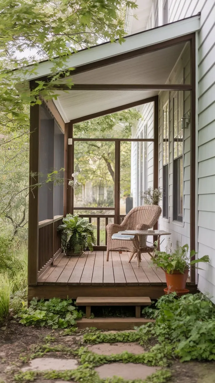 Cozy Screened-In Retreat with Wicker Charm