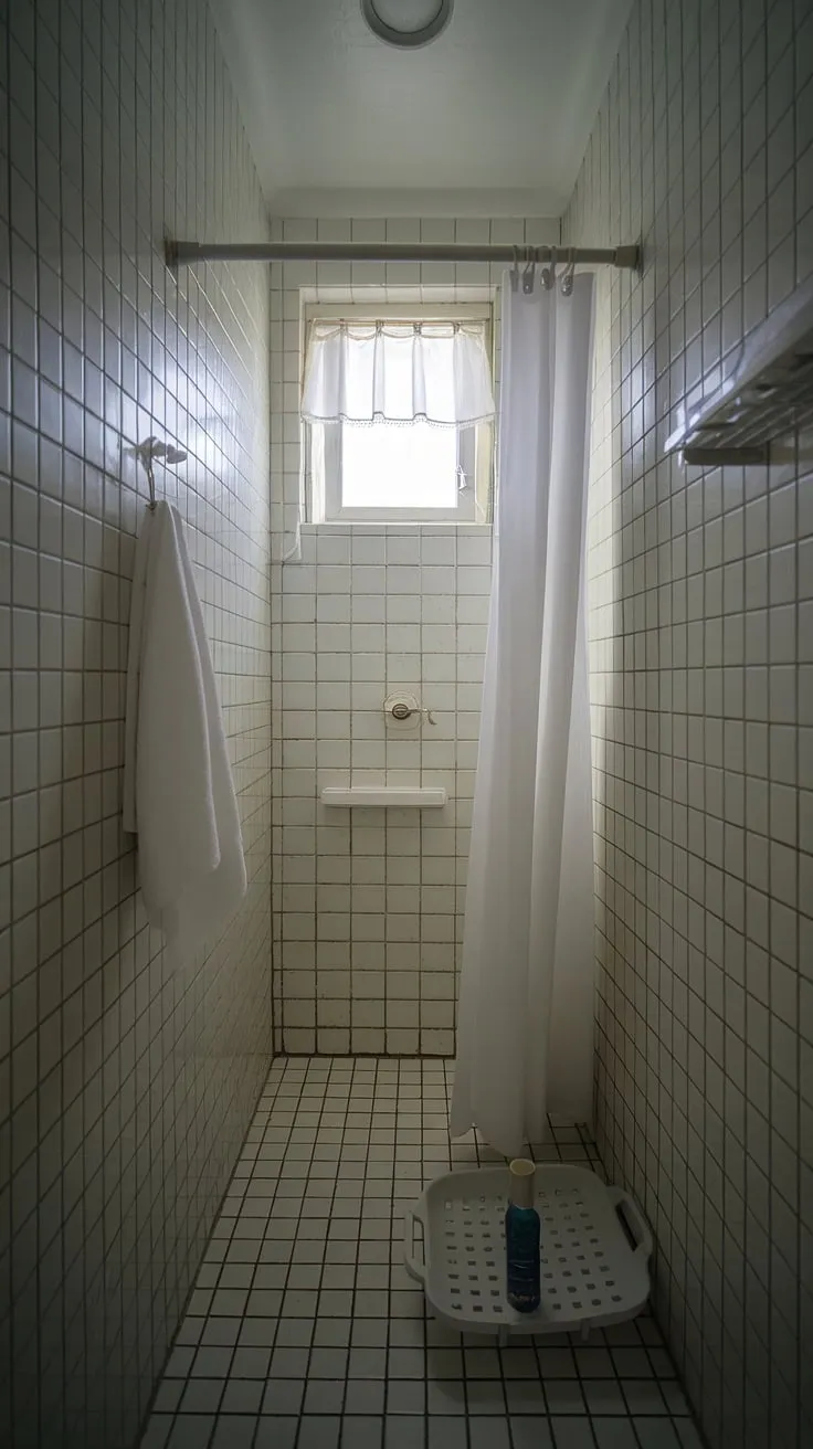 Bright and airy, this small bathroom interior showcases how effective bathroom redesign can be in a narrow bathroom. Small bathroom storage solutions are key in this small shower room, proving that even limited space can inspire stunning bathroom design decor.