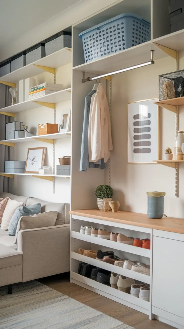 Transform a tiny room into a functional haven using vertical space, hidden compartments, and a cleverly designed living area within a DIY storage cabinet.