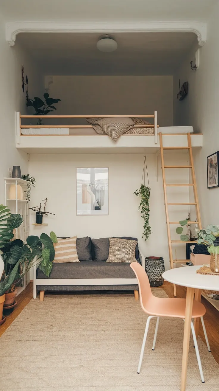 This small studio apartment proves that big style doesn't need big space. Home decor ideas for small living rooms are brilliantly implemented in this efficient studio apartment layout, offering inspiring small apartment seating ideas and small home furniture solutions. A perfect example of small space interior ideas and studio apartment inspiration for renter living.