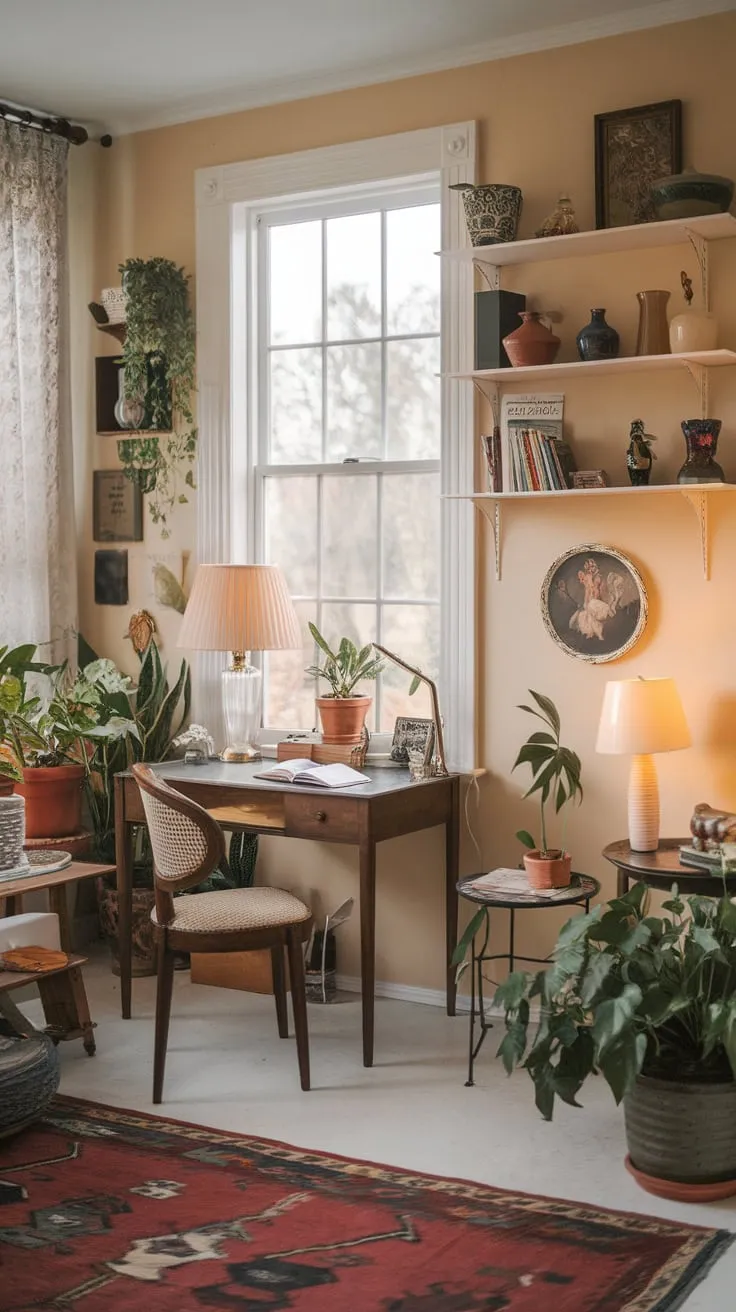 My small sunroom office: where productivity meets peaceful sunshine.