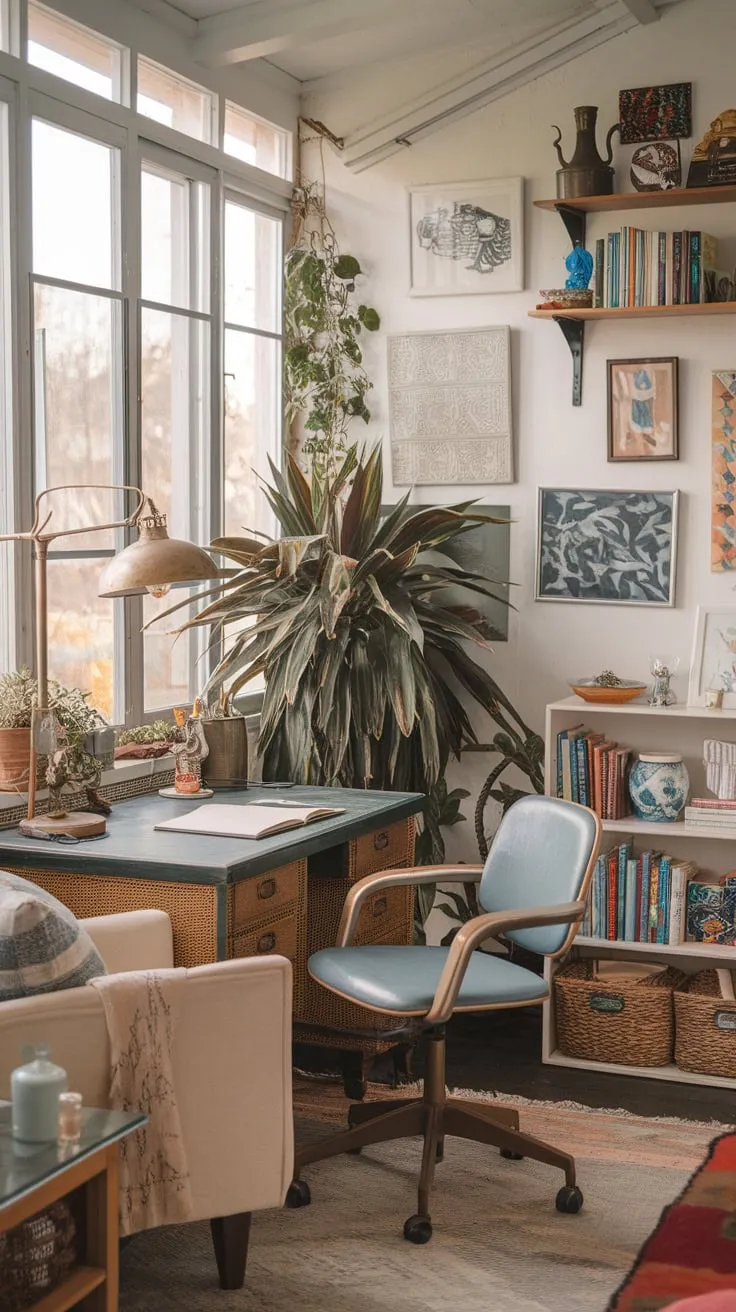 My sunroom office: where productivity meets peaceful vibes.