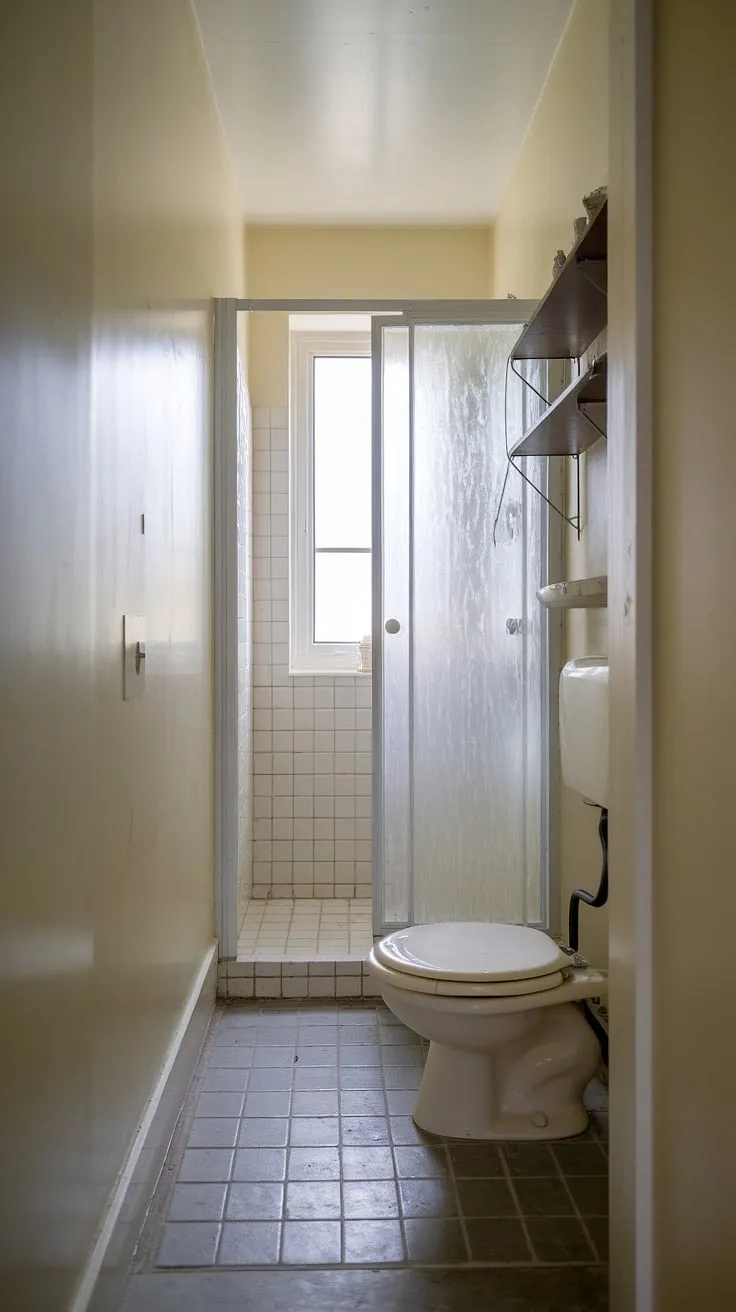 Bright and airy, this small bathroom with window proves that even a tiny shower room ideas can be stylish and efficient. This bathroom with shower cubicle is a perfect example of small bathroom design.