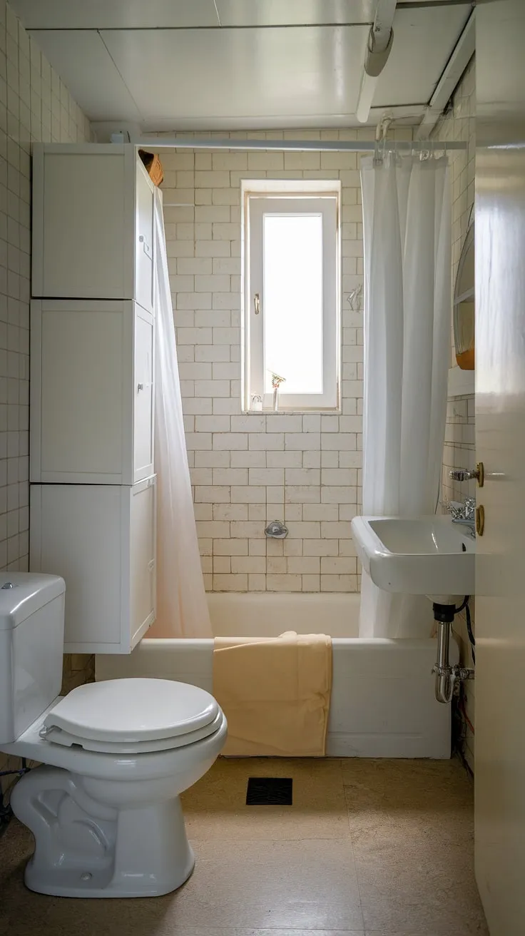 Maximize space and style in this small washroom; clever design transforms this ensuite bathroom into a functional half bathroom with shower, showcasing brilliant small bath shower ideas. The bathroom with shower cubicle and small bathroom with window proves that even tiny bathroom ideas and tiny shower room ideas can be luxurious.