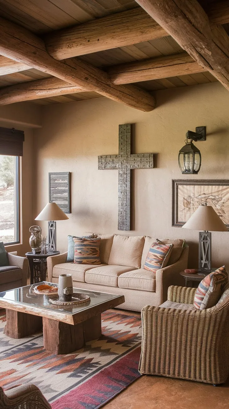 The exposed beams and handcrafted details whisper tales of the Southwest in this Sedona haven. A comfortable sanctuary, this living room seamlessly blends rustic elegance with contemporary style, creating a space as inviting as the Arizona landscape itself. The carefully curated decor reflects the rich heritage of the region.