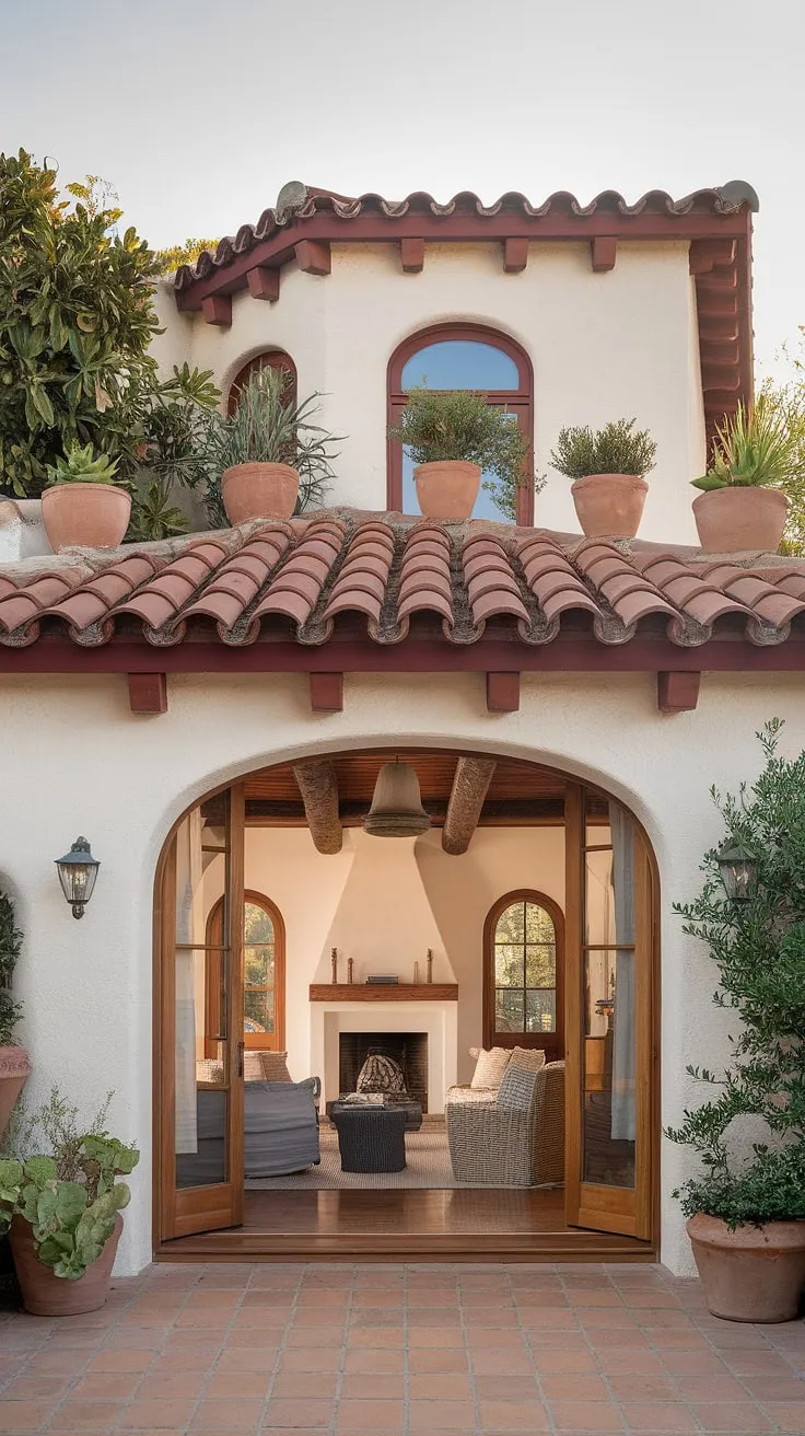 A sun-drenched Spanish bungalow features charming architectural details and inviting interior spaces.
