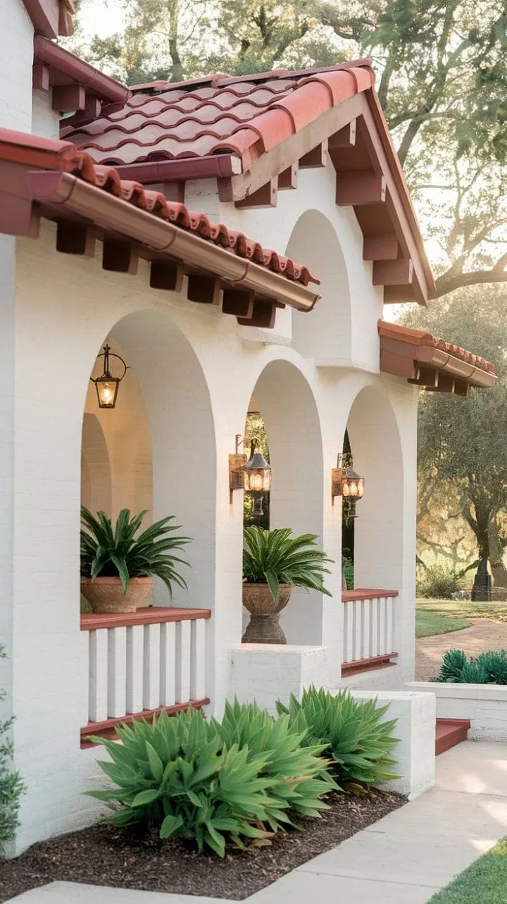 Bathed in sunlight, this enchanting Spanish bungalow with its arched doorways and inviting porch invites you to discover tranquil afternoons amid lush greenery.