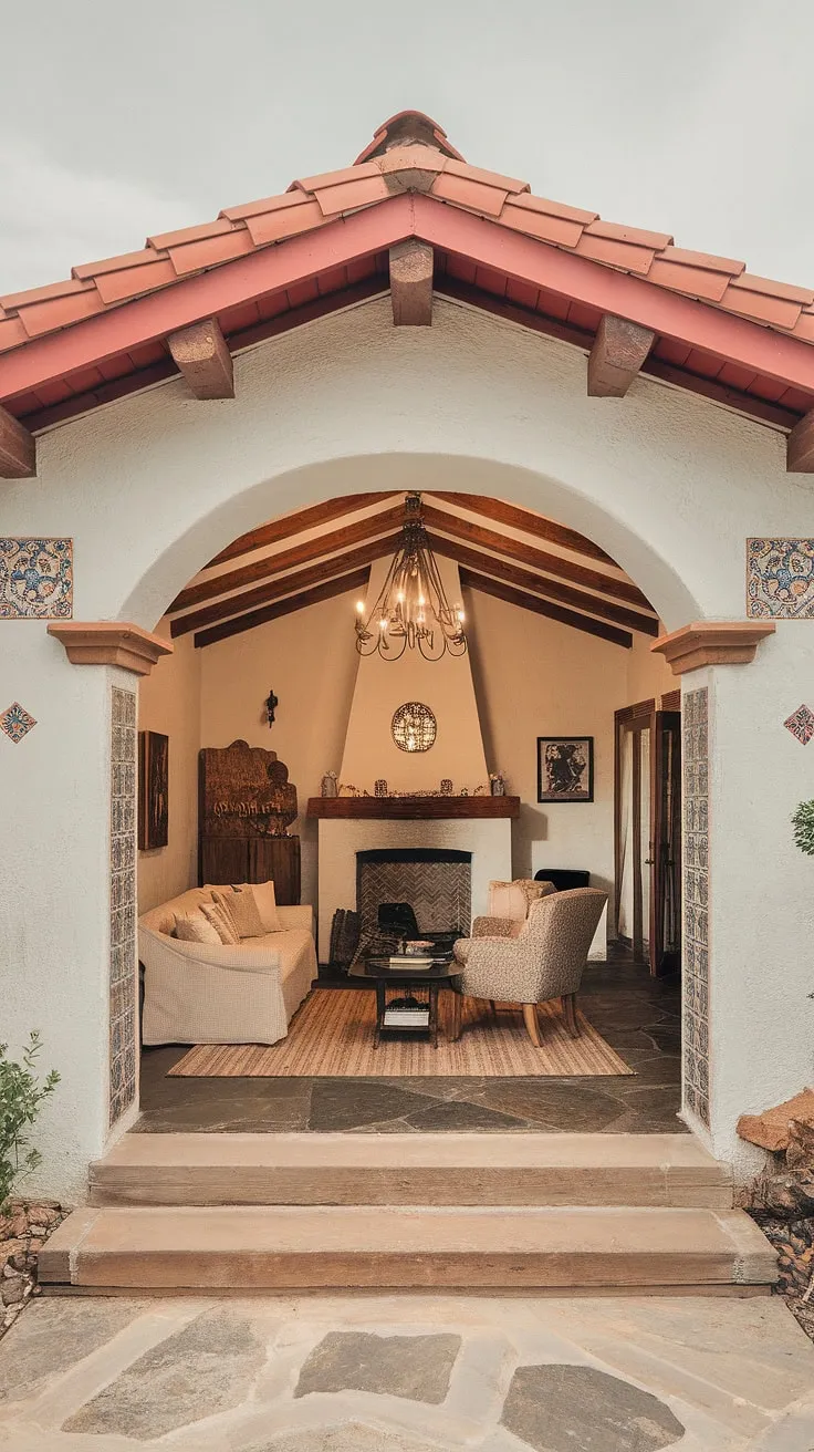A charming Spanish bungalow showcases exquisite architectural details and inviting interior spaces.