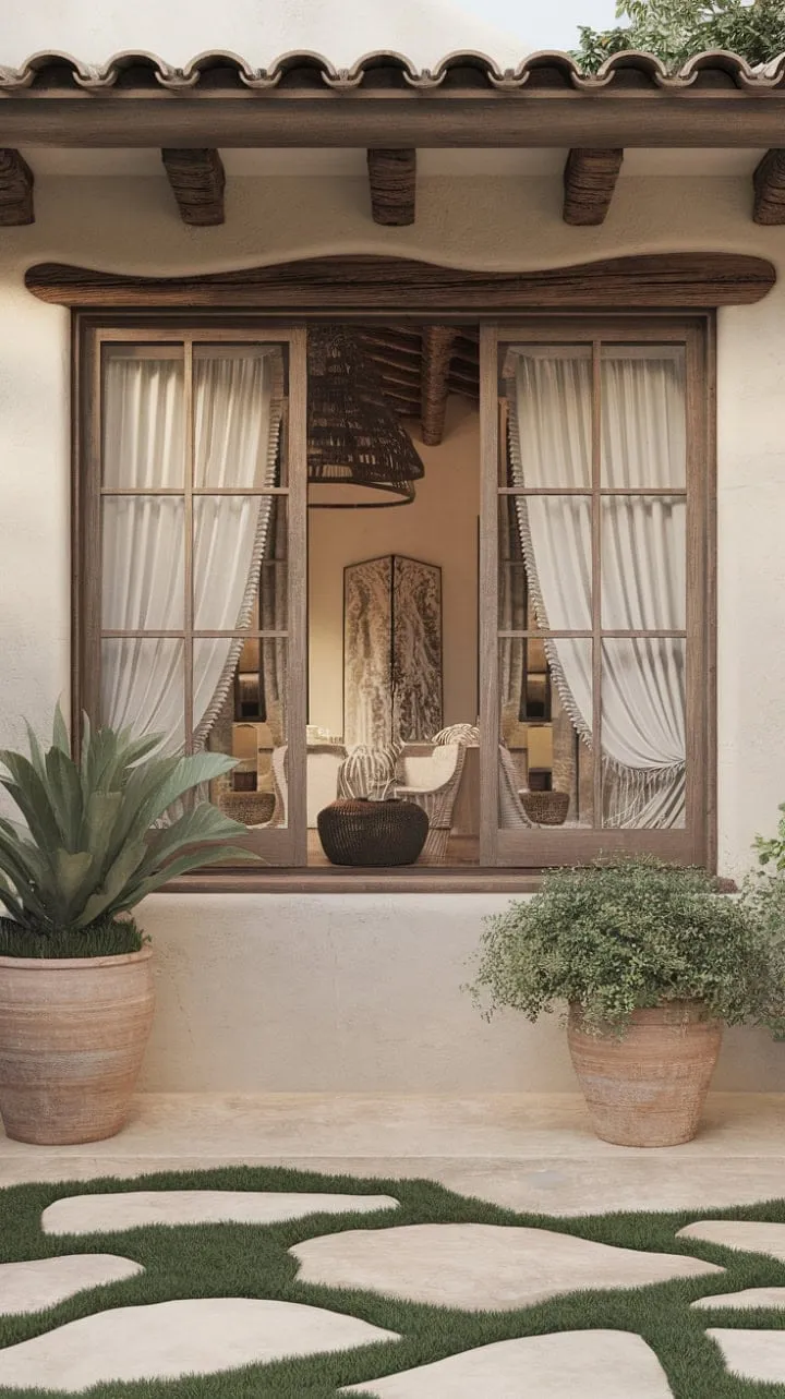 Sunlight dances through ornate windows, revealing a serene Spanish Colonial retreat where rustic elegance meets Mediterranean charm.