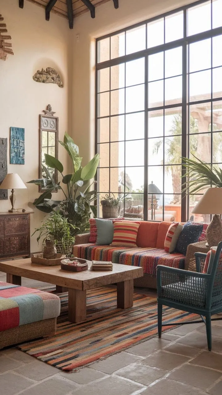 In this sunlit hacienda, vibrant colors and handcrafted details create a stylish sanctuary that invites you to unwind and embrace a life of passion.