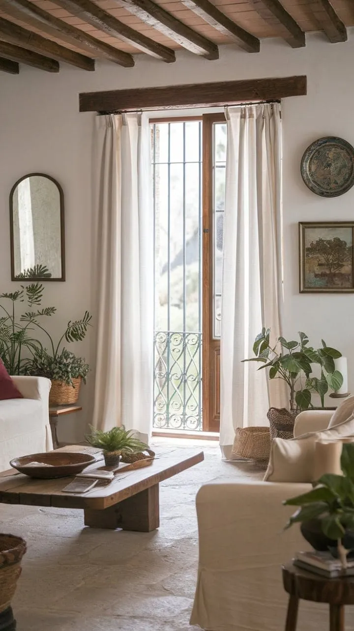 This enchanting Spanish home, with its minimalist design and traditional accents, invites you to bask in the serenity of sunlit afternoons and peaceful evenings.