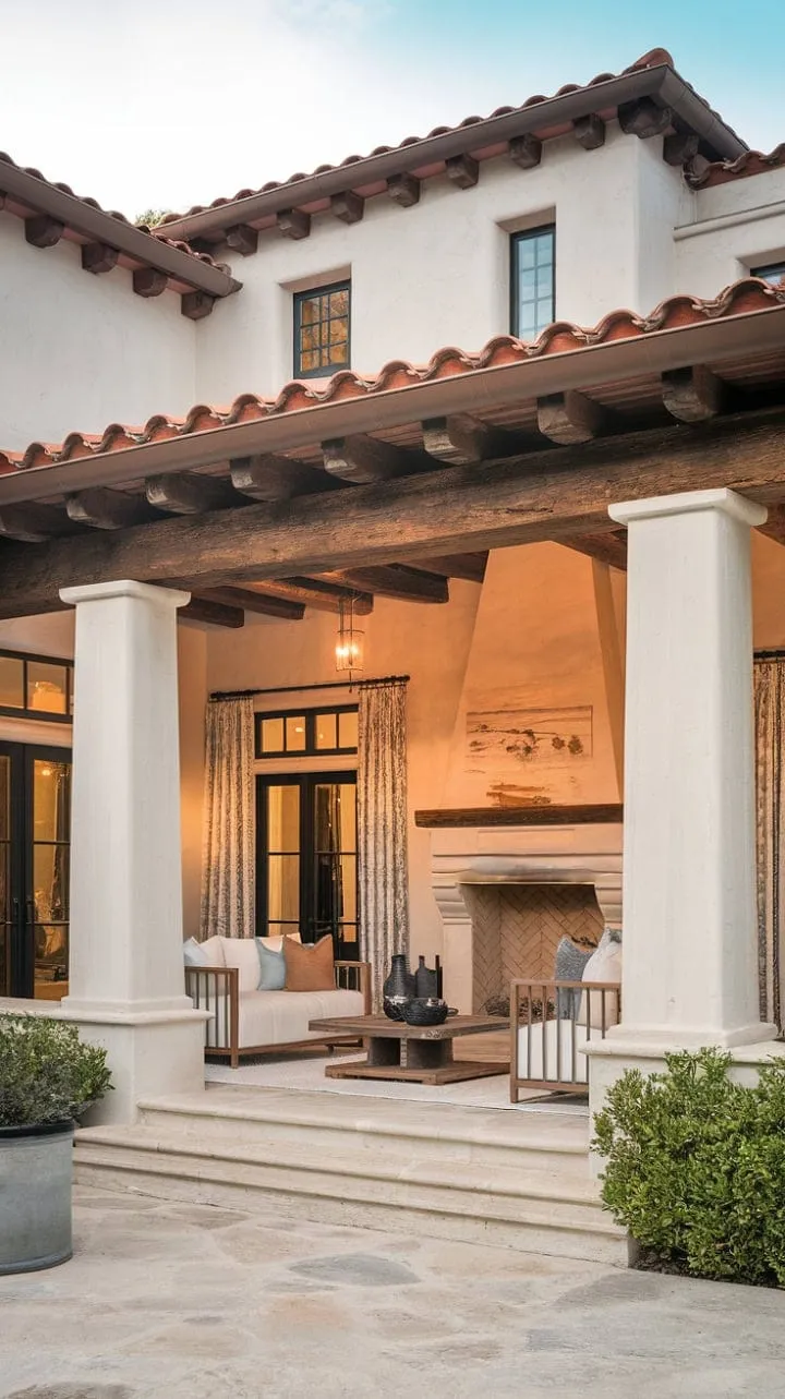 Nestled in a sun-drenched Spanish Colonial home, the blend of red-tiled roofs and elegant furnishings creates a serene sanctuary where history whispers in harmony with modern luxury.
