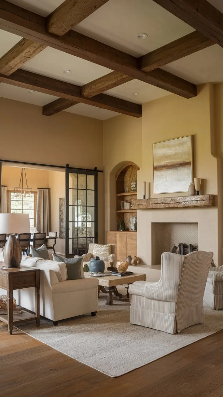 This modern Spanish ranch home artfully fuses rustic hacienda charm with contemporary elegance, creating a serene oasis of warmth and style.