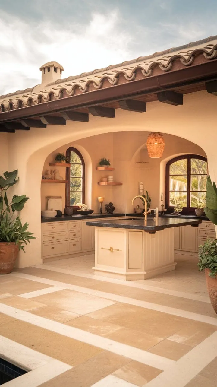 Awakening in a sun-kissed Mediterranean villa, where traditional Spanish architecture harmonizes with a chef's dream kitchen, offers a delightful fusion of old-world charm and modern elegance.