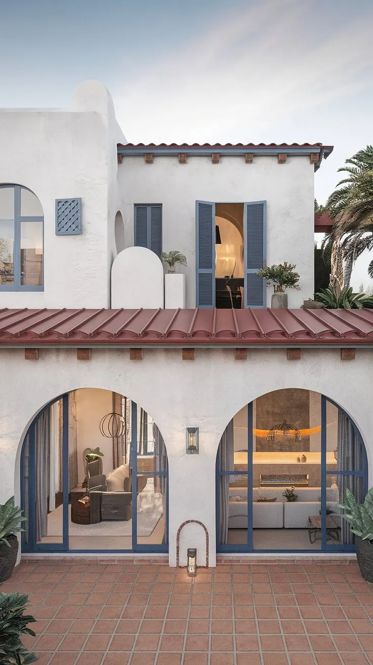 A stunning modern Spanish villa blends traditional terracotta and arches with sleek interiors and a captivating Mediterranean aesthetic.
