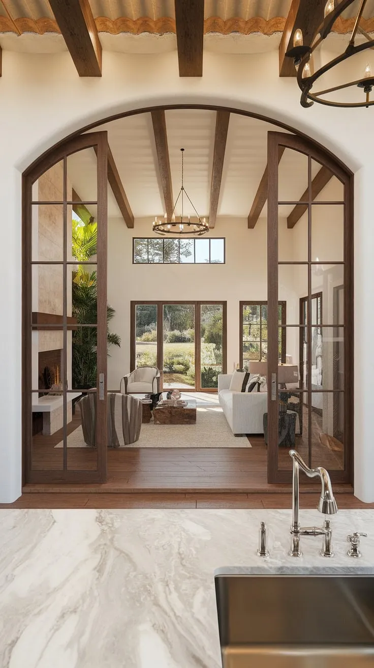 A sun-drenched Spanish villa offers a glimpse of inviting interiors and stunning outdoor views.
