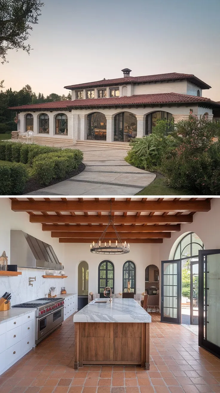 A stunning juxtaposition of traditional Spanish villa charm and sleek modern design creates a luxurious Mediterranean escape