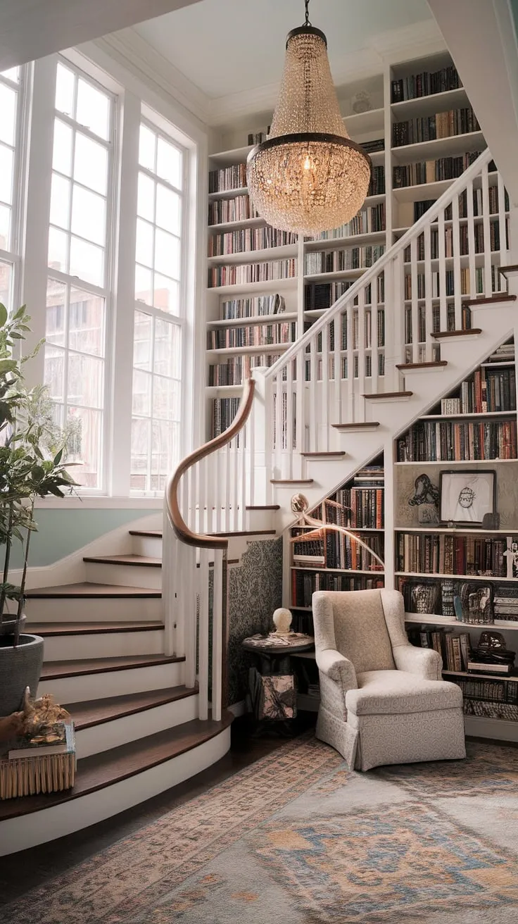 Step into this dream room inspiration, a haven of bohemian charm where a stunning staircase library leads to literary adventures.  The perfect blend of vintage and modern, this cute room is a masterclass in dream house decor, showcasing pretty places and aesthetic room design for your dream home.