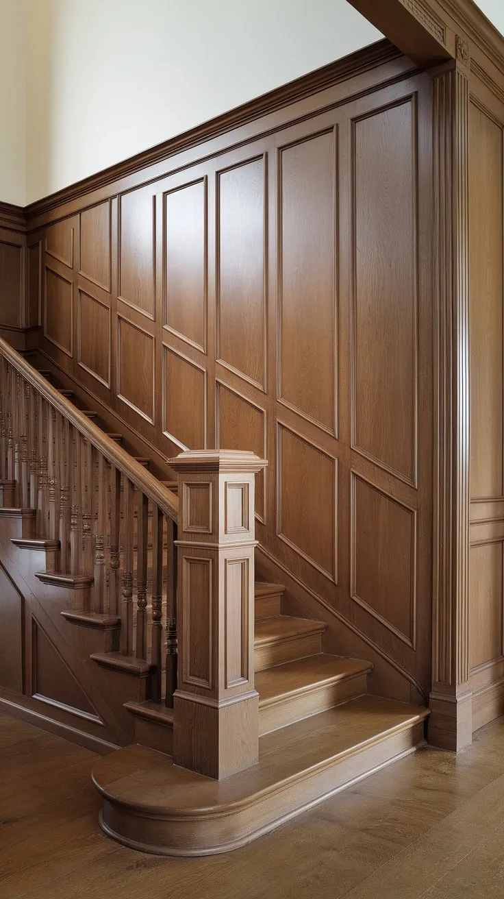 Elegant white wainscoting transforms this hallway into a timeless space.  The classic paneling offers endless wainscoting ideas, from wainscoting bedroom designs to dining room wainscoting, showcasing the versatility of wainscoting styles.  Consider DIY wainscoting for a personalized touch.