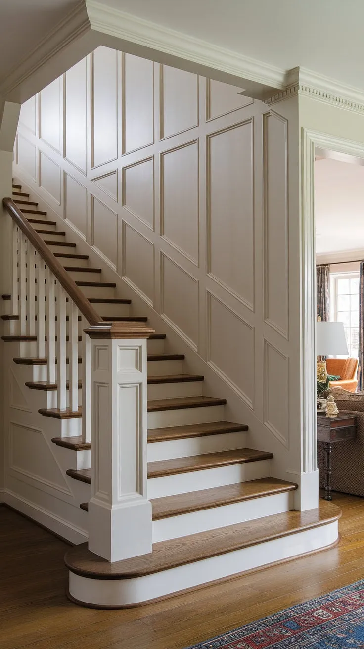 This wainscoting hallway showcases the versatility of white wainscoting.  Whether you're envisioning wainscoting bedroom updates or exploring dining room wainscoting options, this image provides inspiration for various wainscoting styles.  Explore DIY wainscoting projects to recreate this look.