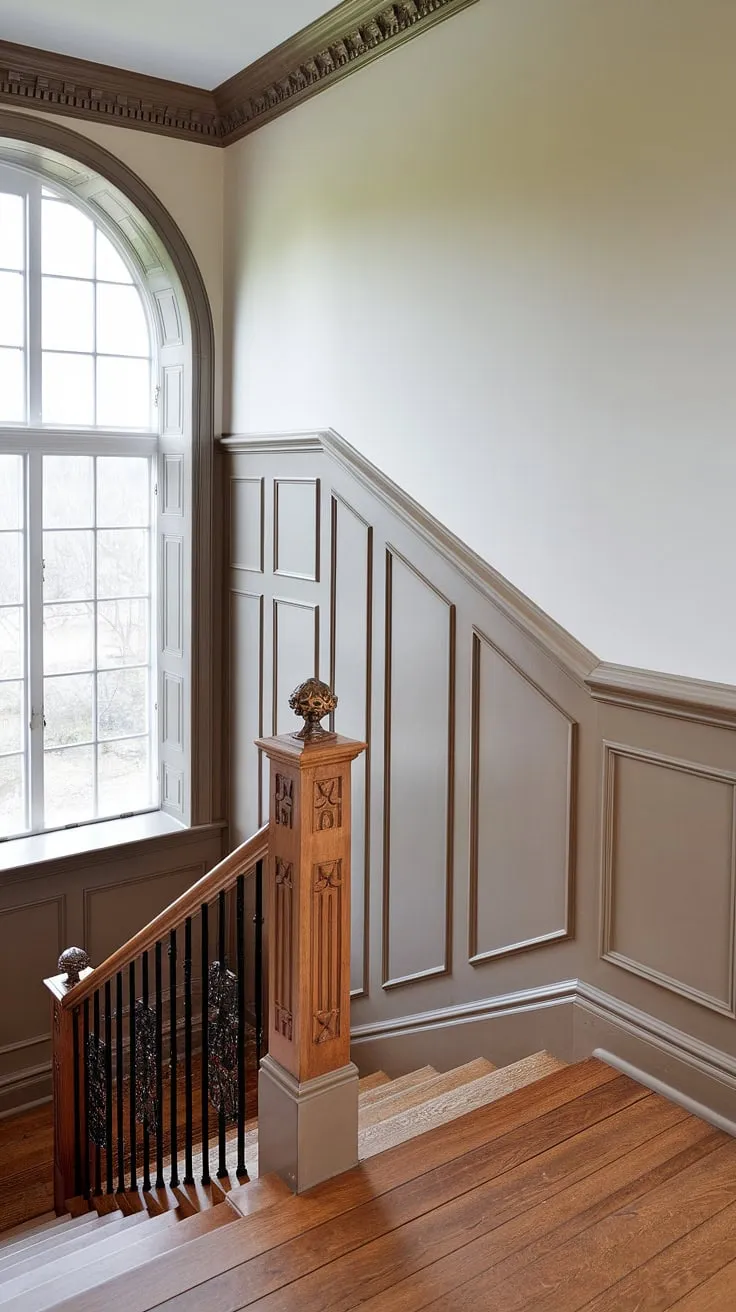 The soft light dances across the elegant white wainscoting, transforming this hallway into a haven of understated sophistication.  From wainscoting bedroom designs to dining room wainscoting, this classic detail offers endless wainscoting ideas and styles.  Consider DIY wainscoting for a personalized touch.