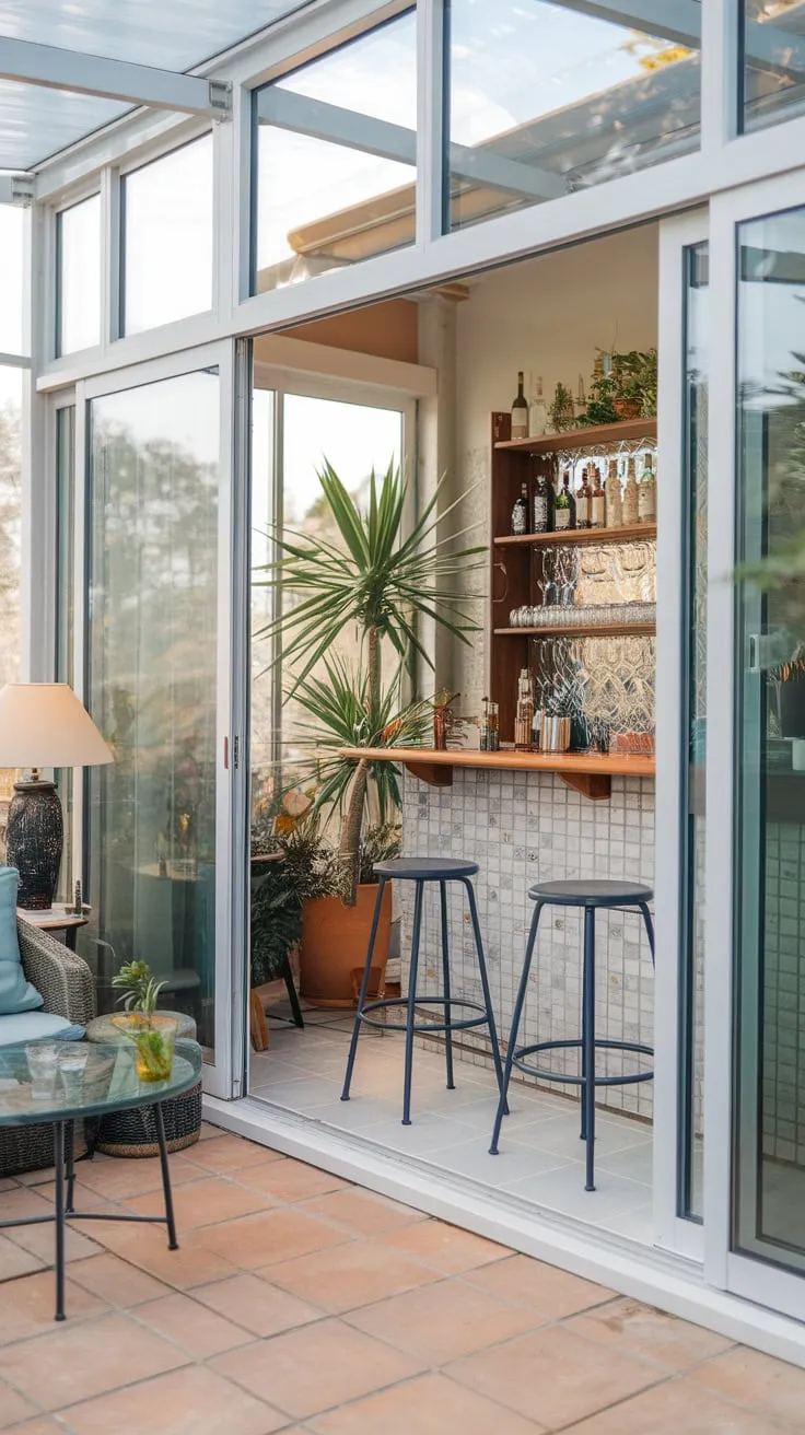 My happy place: a sunroom bar where the drinks are always flowing.