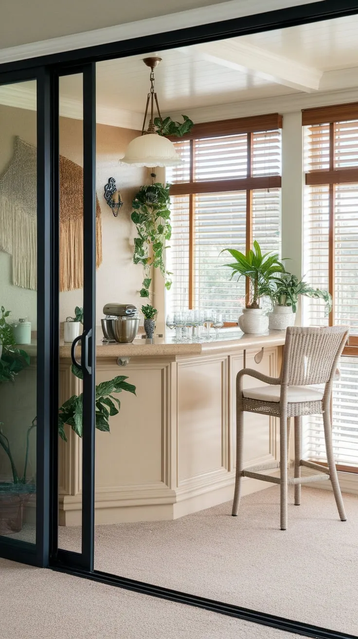 My happy place: a sunroom bar where relaxation meets refreshment.