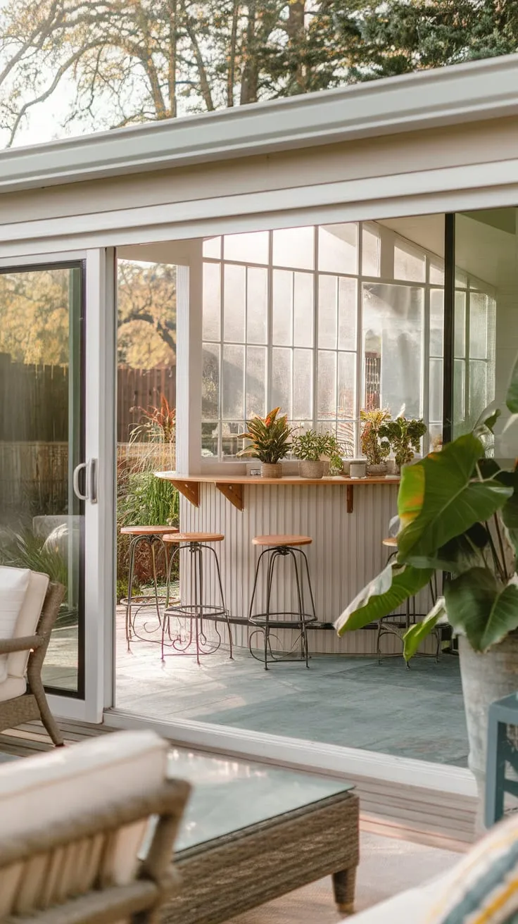 Sunshine, cocktails, and good company: the perfect sunroom bar recipe.