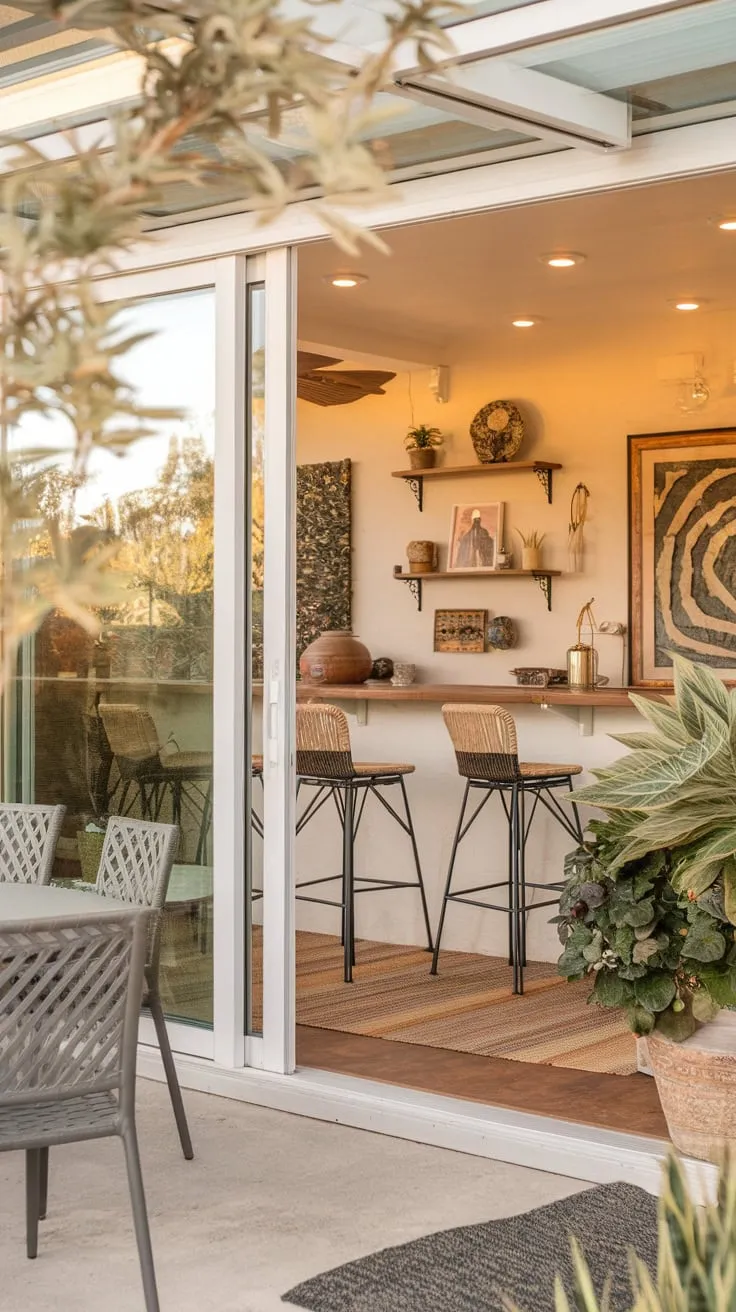 Sunshine, cocktails, and good company: my sunroom bar is my happy place.
