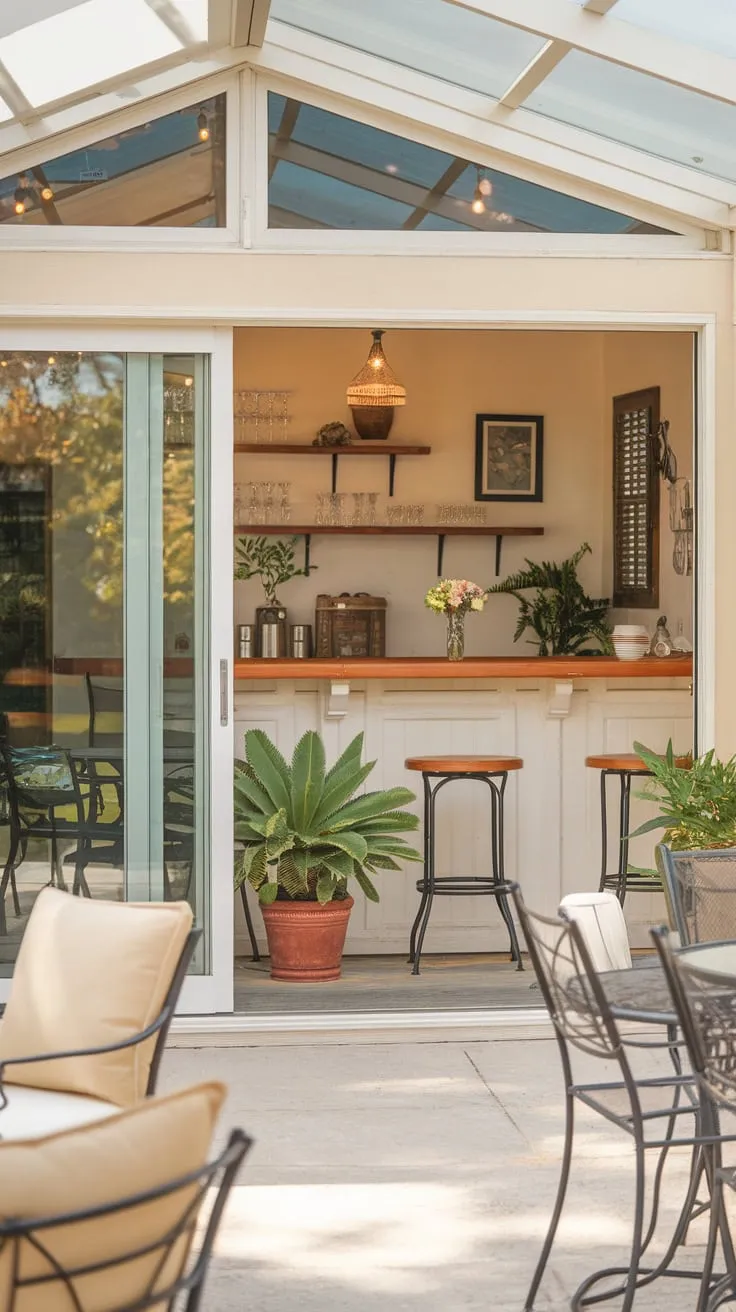 Sunroom bar: Where indoor comfort meets outdoor bliss.