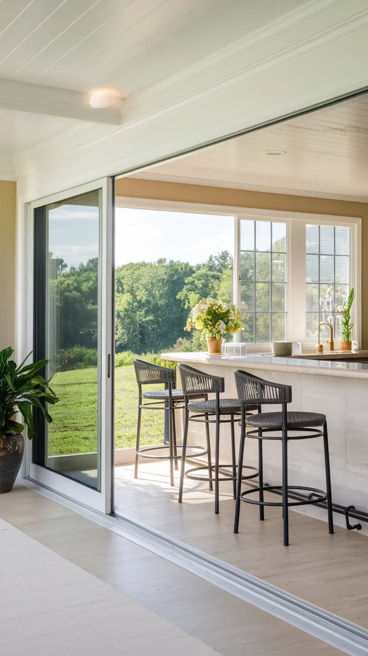 Sunshine, cocktails, and endless views: this sunroom bar is my happy place.