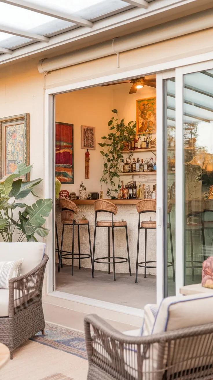 Sunshine, cocktails, and good company: the perfect sunroom bar recipe.