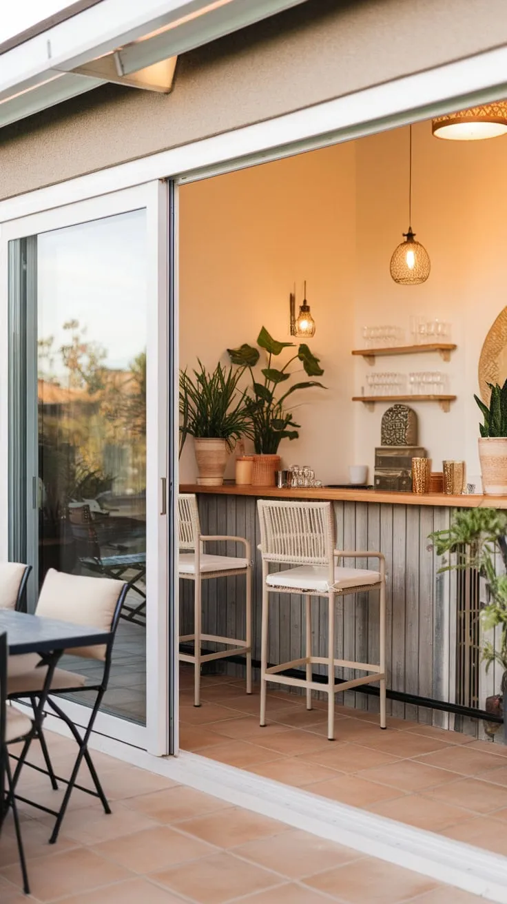 Sunroom bar: indoor drinks, outdoor vibes.