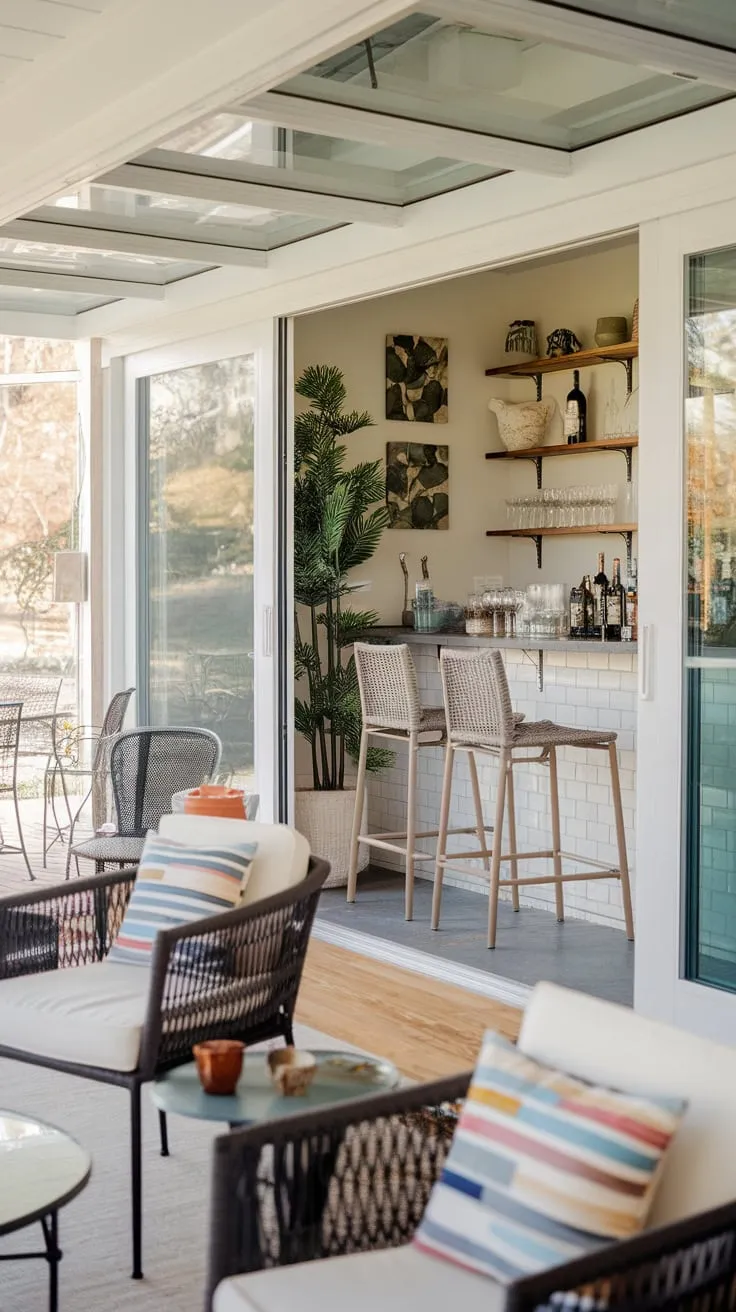 Sunshine, cocktails, and good company: the perfect sunroom bar recipe.