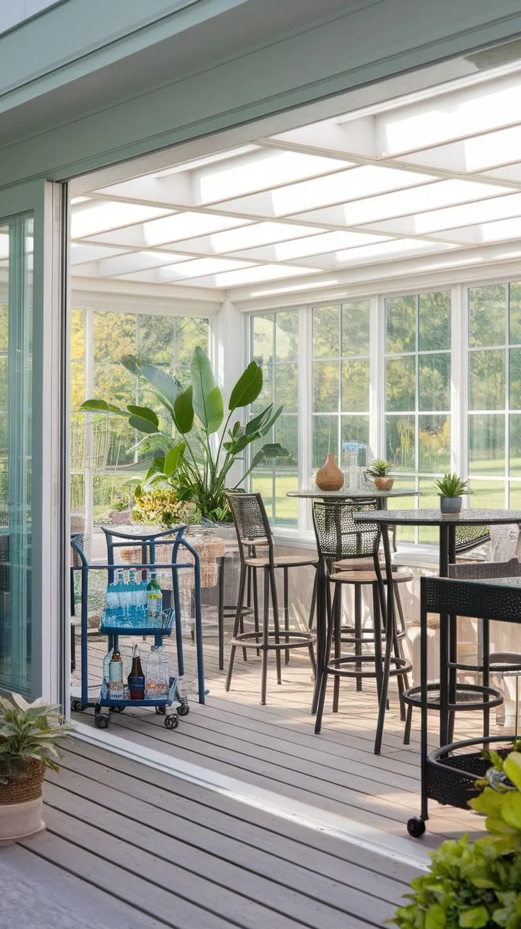 Sip, savor, and soak in the sun in our stunning sunroom bar.