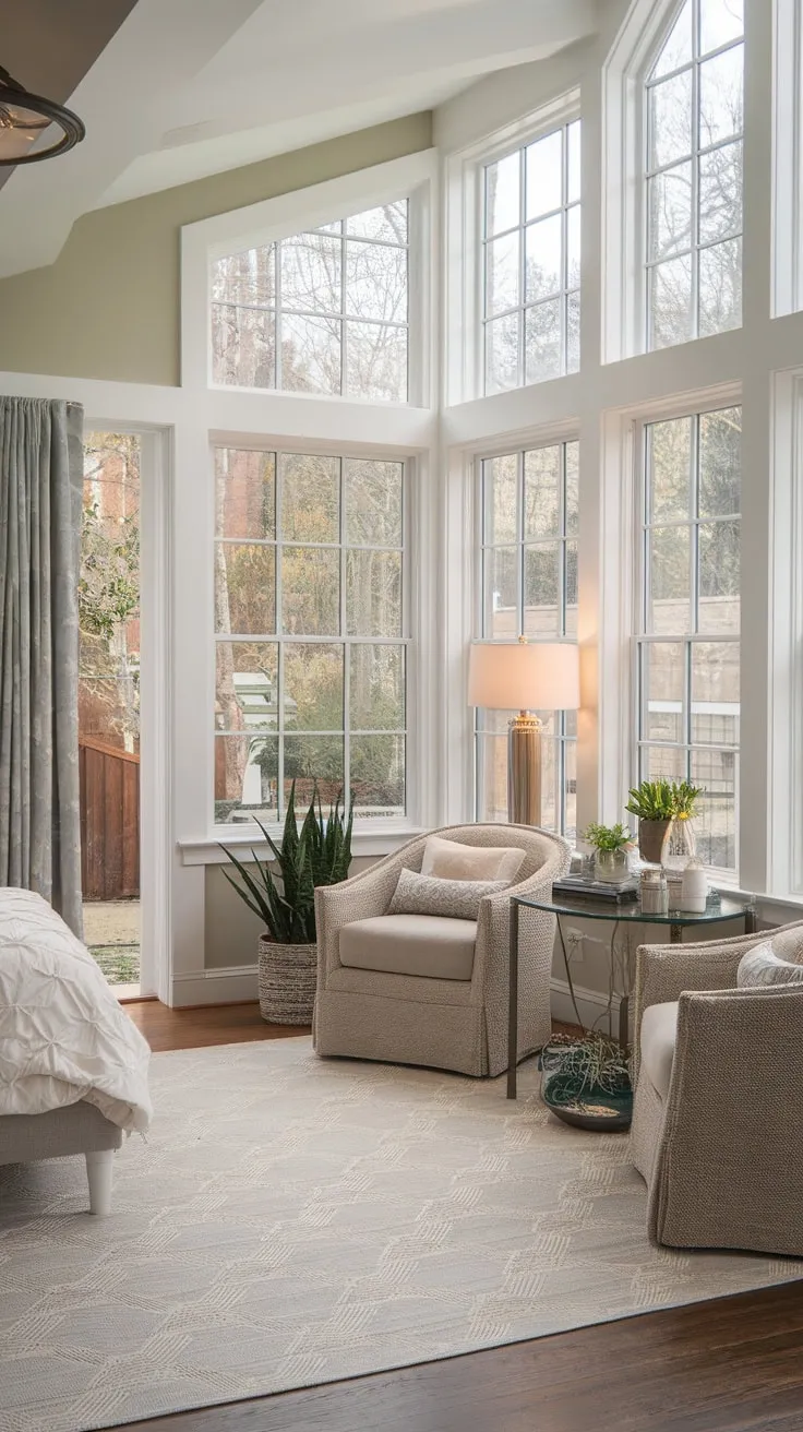 Sunrise serenades in this sunroom bedroom.