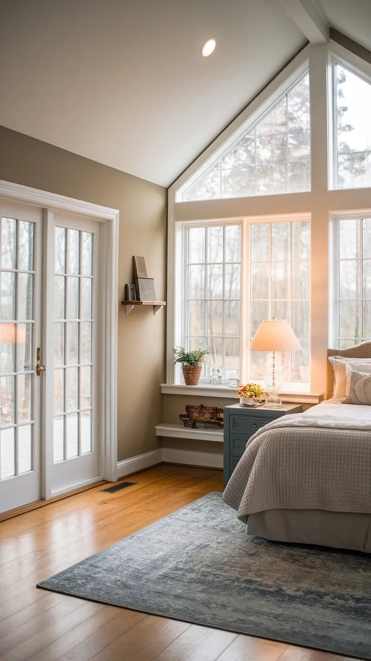 Where indoor serenity meets outdoor bliss: a sunroom bedroom escape.