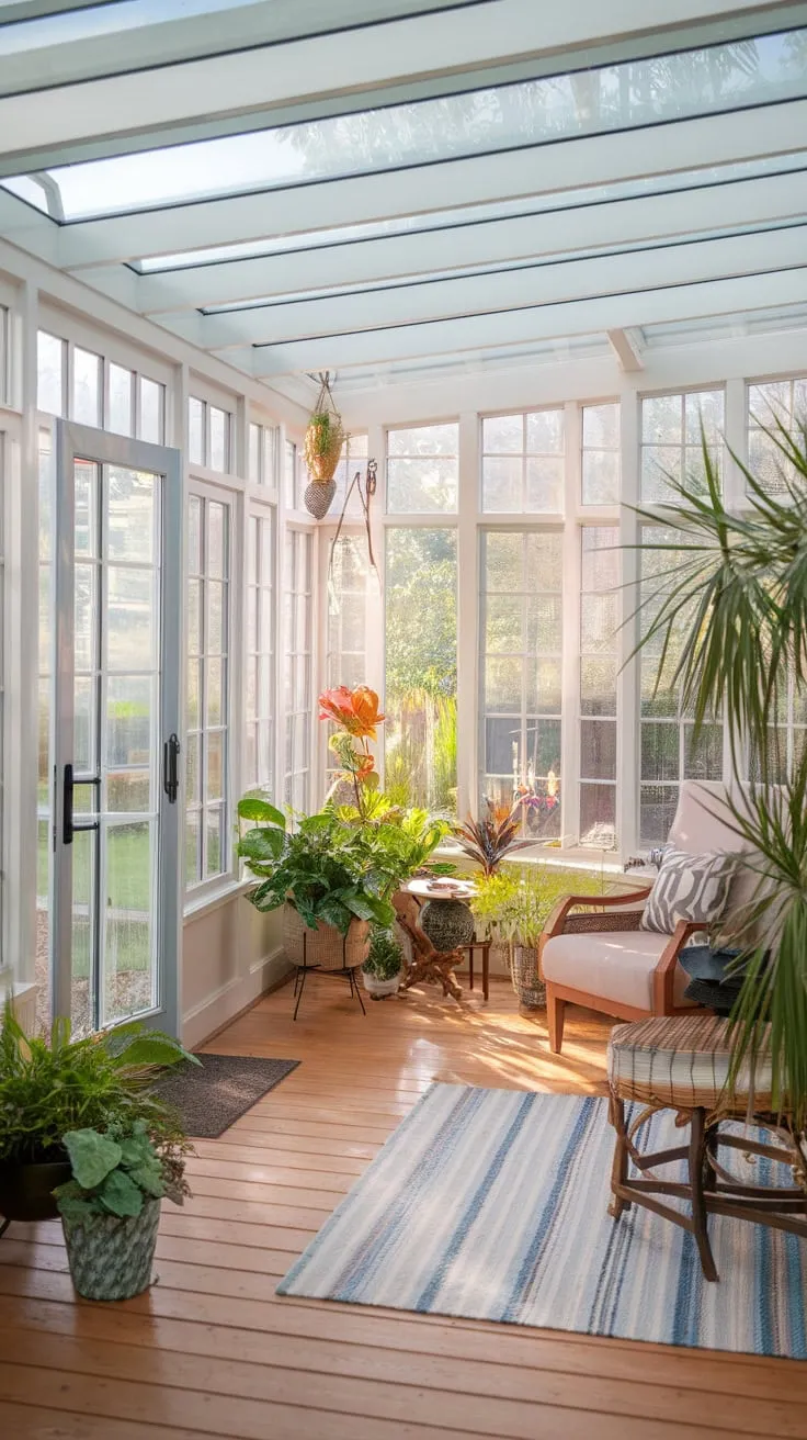 Sunroom serenity: where bedroom dreams meet garden views.