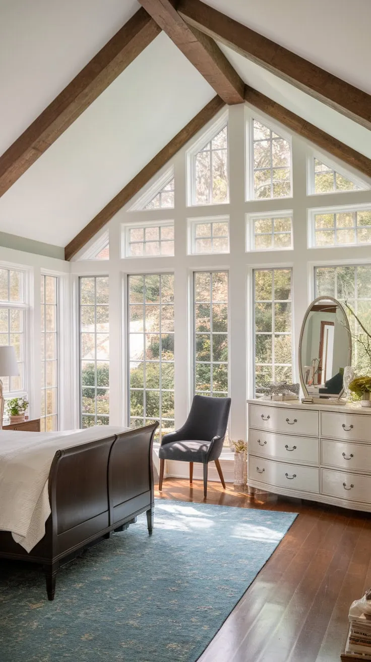 Wake up to sunshine and garden views in this dreamy sunroom bedroom.