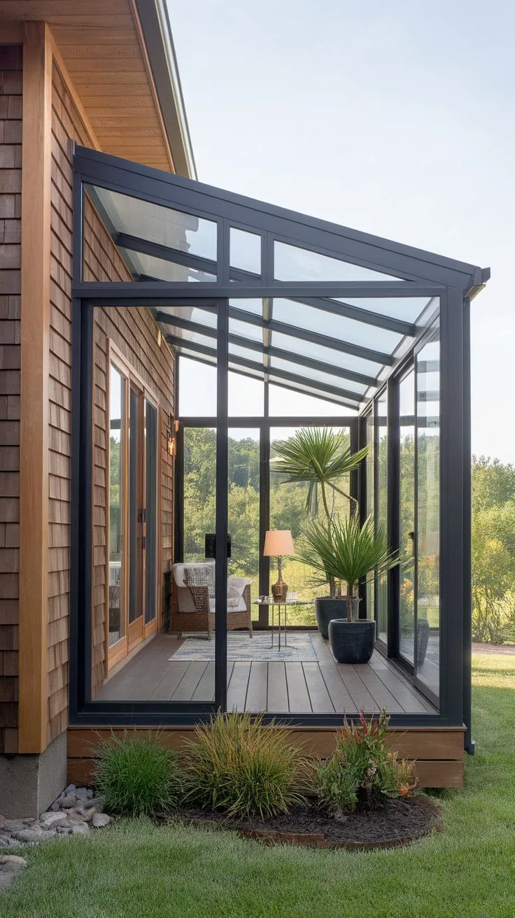 A skylight's embrace: where the sunroom ceiling meets nature's artistry.