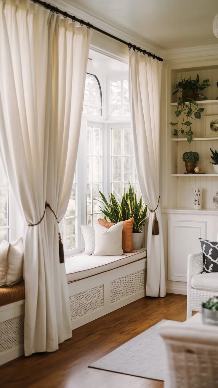 Sunroom curtains: open to the day's embrace, closed to the world's worries.