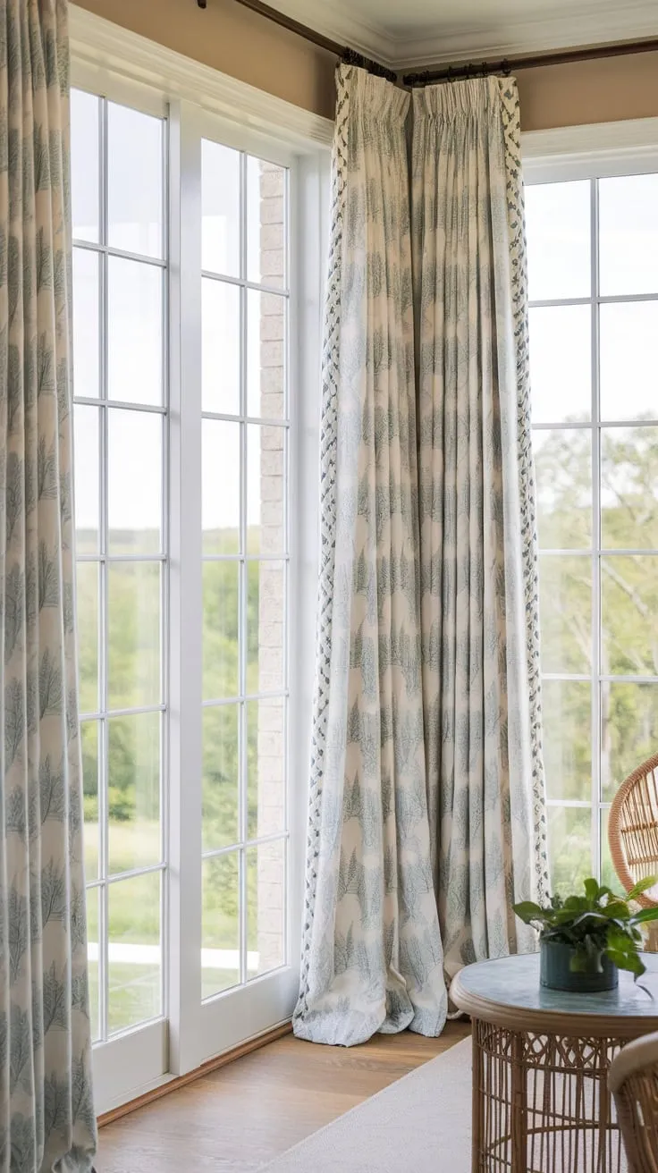 Sunroom curtains: framing nature's masterpiece.