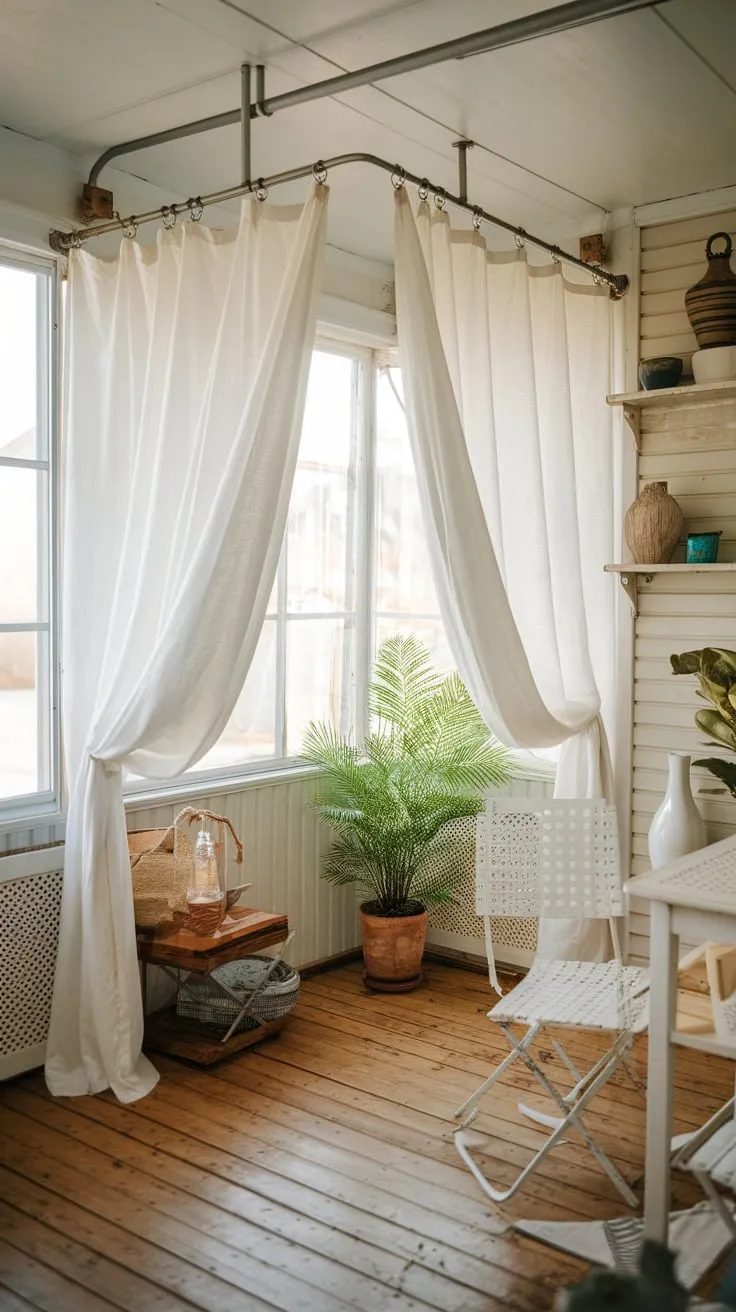 Sunroom curtains: letting the light, and the serenity, flow in.