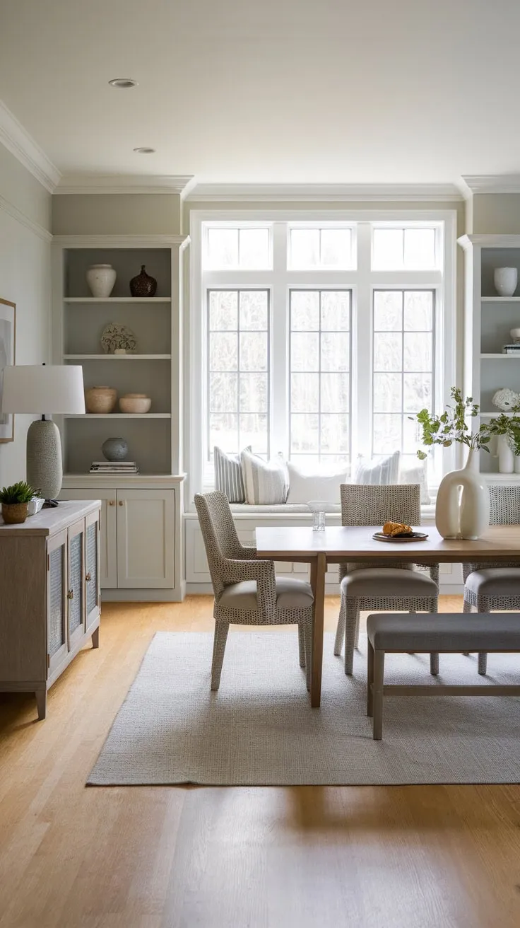 Sunlight streams into this sunroom dining room, transforming everyday meals into moments of serenity.