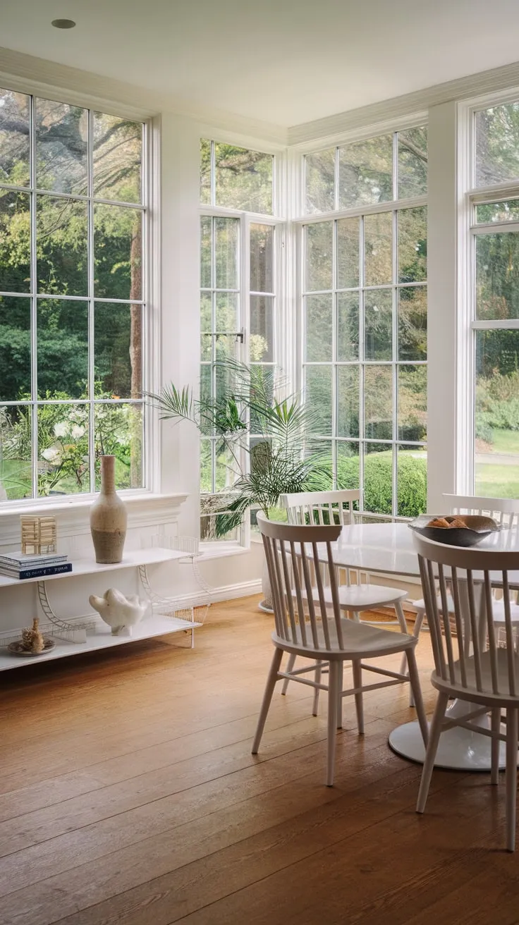 Garden views and gourmet meals: this sunroom's the perfect setting.